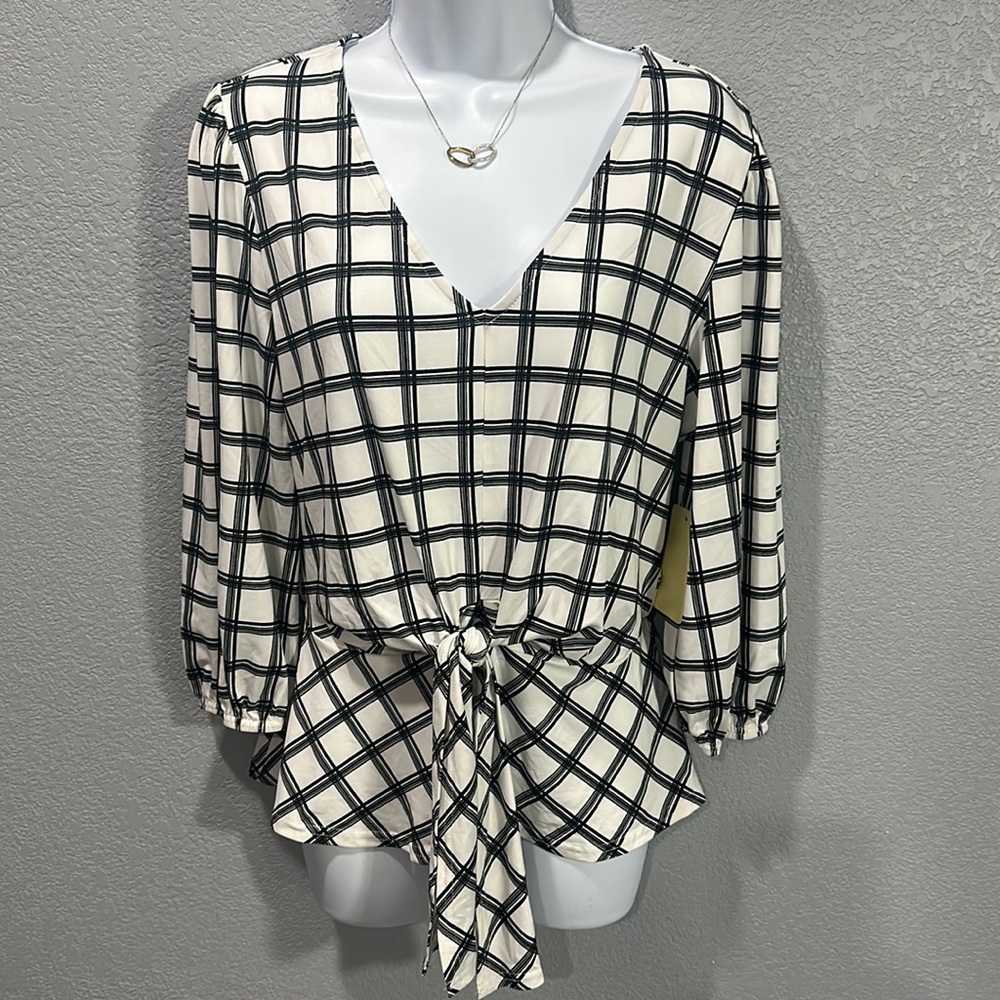 NWT flower and feather striped blouse
